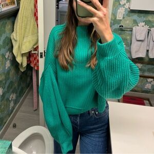 Free people teal mock neck sweater